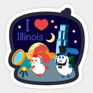 Ernest and Coraline | I love Illinois Sticker